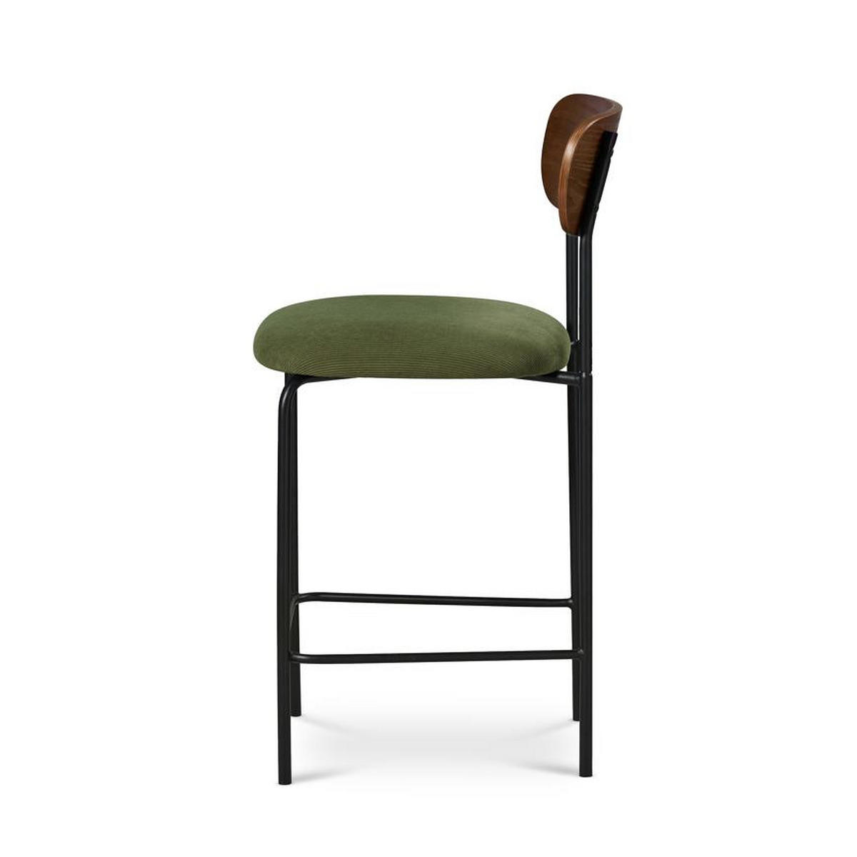 BARHOCKER 2er-Set Olivia skandinavischen aus khakifarbenem Cord - Beige/Schwarz, Textil/Metall (46/95.5/52.5cm) - Sicaan