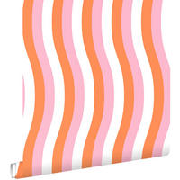 TAPETE wellenförmige Streifen 50 x 900 cm - Pink, Papier (50/900cm) - ESTAhome