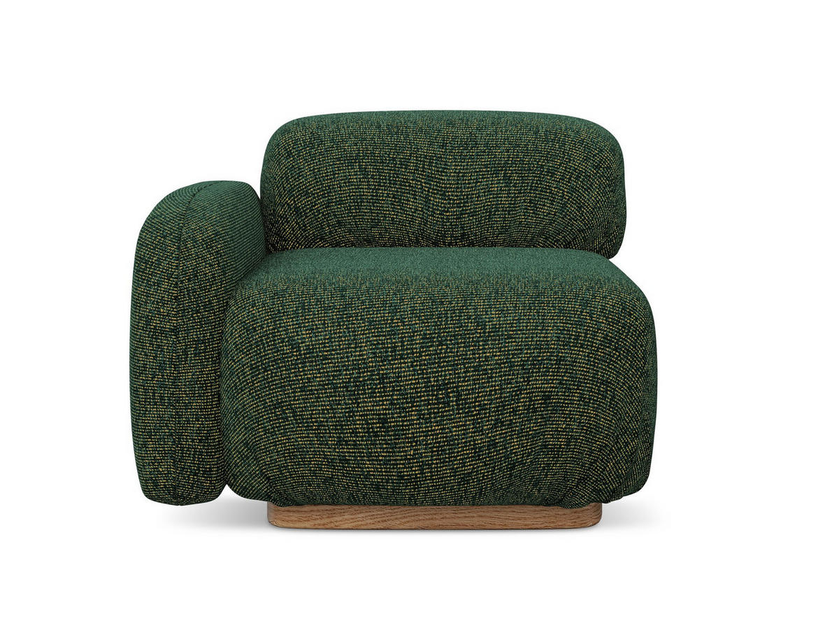 SOFAELEMENT Links Strukturstoff Stoff Grün - Braun/Grün, Holz/Textil (95/73/95cm) - Makamii