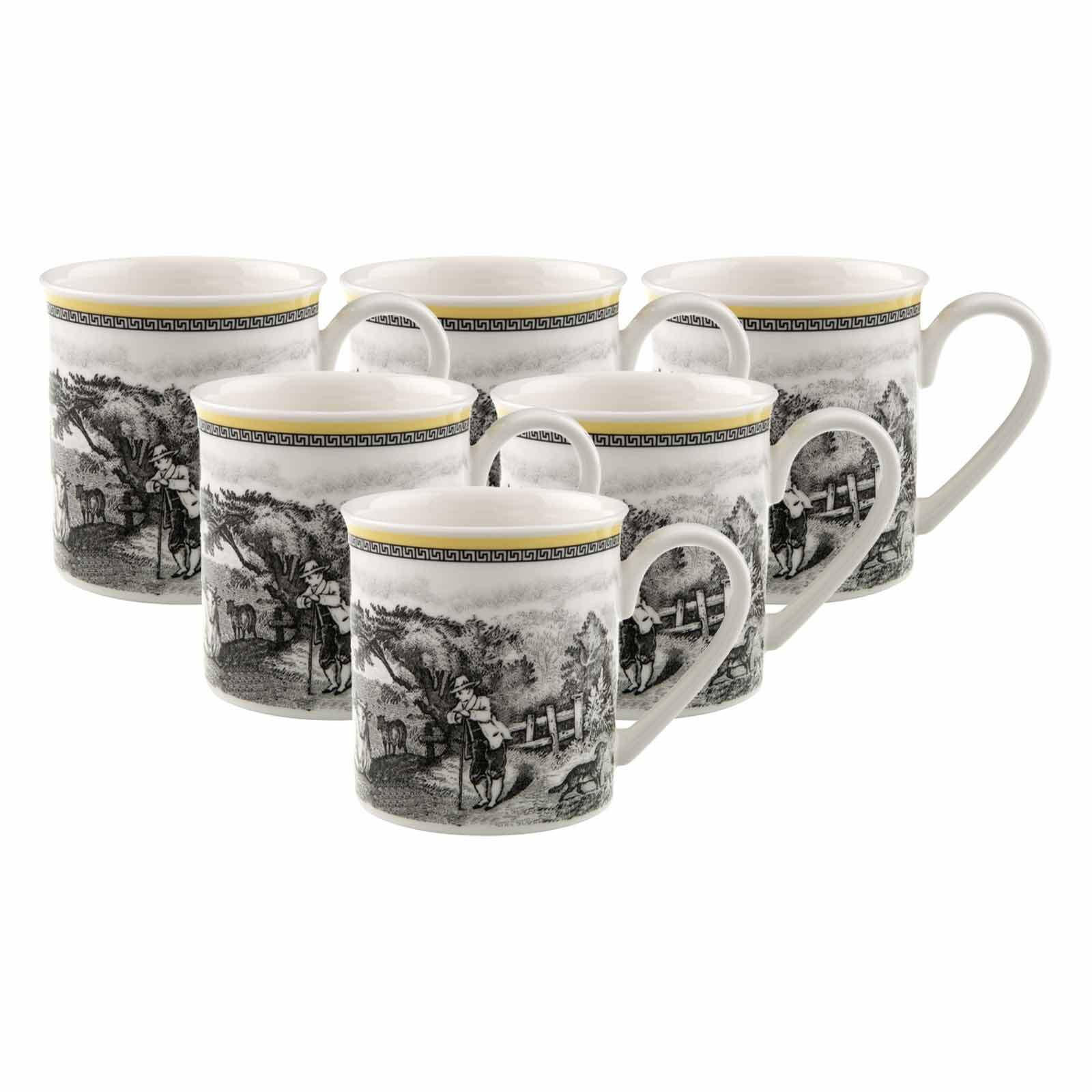 KAFFEEBECHER Audun Ferme weiß-grau-gelb 300 ml 6er Set - Gelb/Weiß, Keramik (0.3L) - Villeroy & Boch