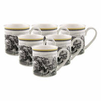 KAFFEEBECHER Audun Ferme weiß-grau-gelb 300 ml 6er Set - Gelb/Weiß, Keramik (0.3L) - Villeroy & Boch