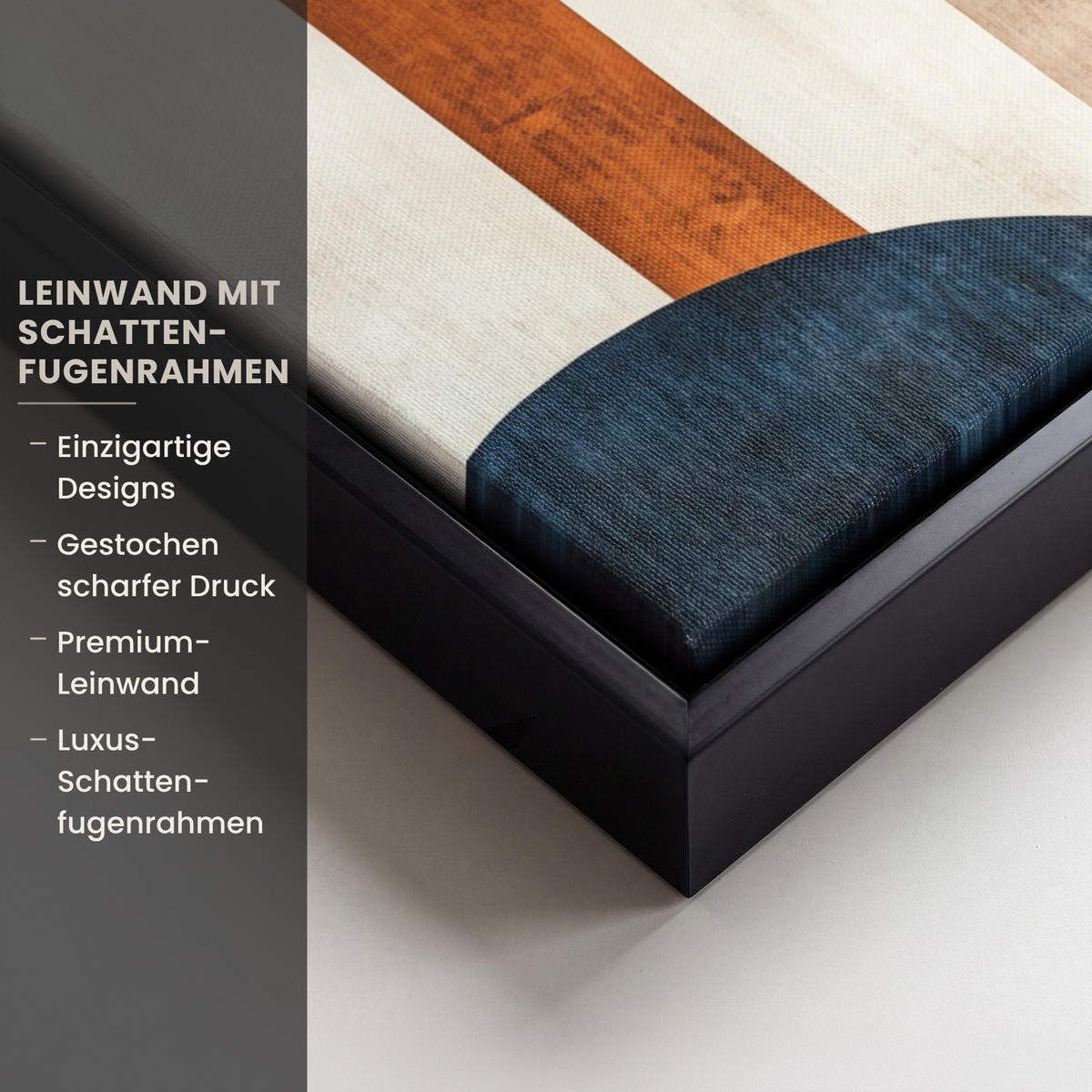 LEINWAND Bilder mit Rahmen - Abstrakt - Formen - Dunkelblau - 30x40 - Cognac, Textil (30/40cm) - MuchoWow