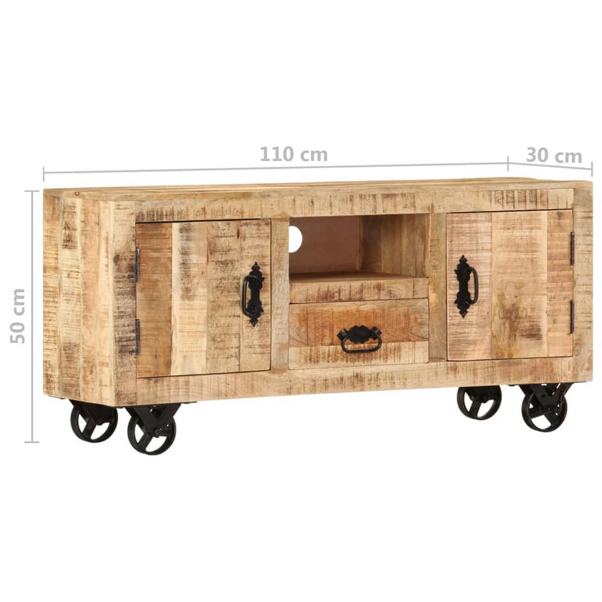 TV-SCHRANK Raues Mangoholz 110/30/50 Cm - Braun, Holz (30/50/110cm) - vidaXL