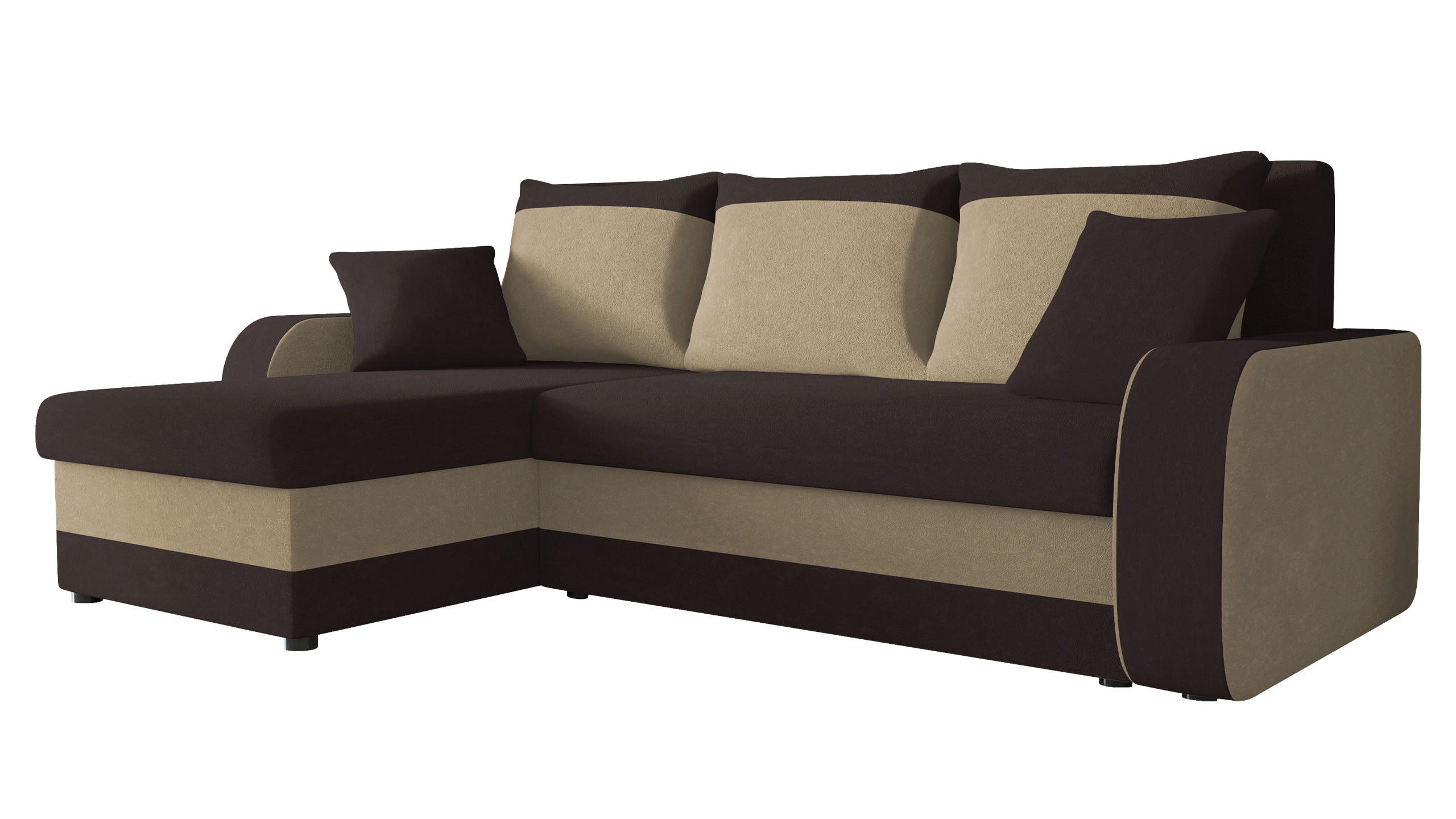 ECKSOFA Kris - Schwarz/Braun, Holz/Kunststoff (238/147cm) - MIRJAN24