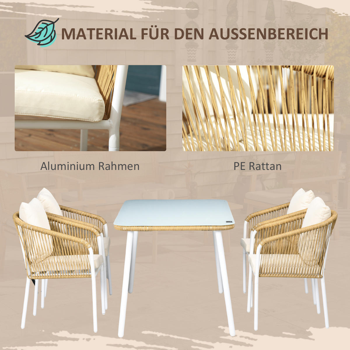 GARTENMÖBEL Set, PE-Rattan, Alu, Gelb - Gelb, Kunststoff - Outsunny
