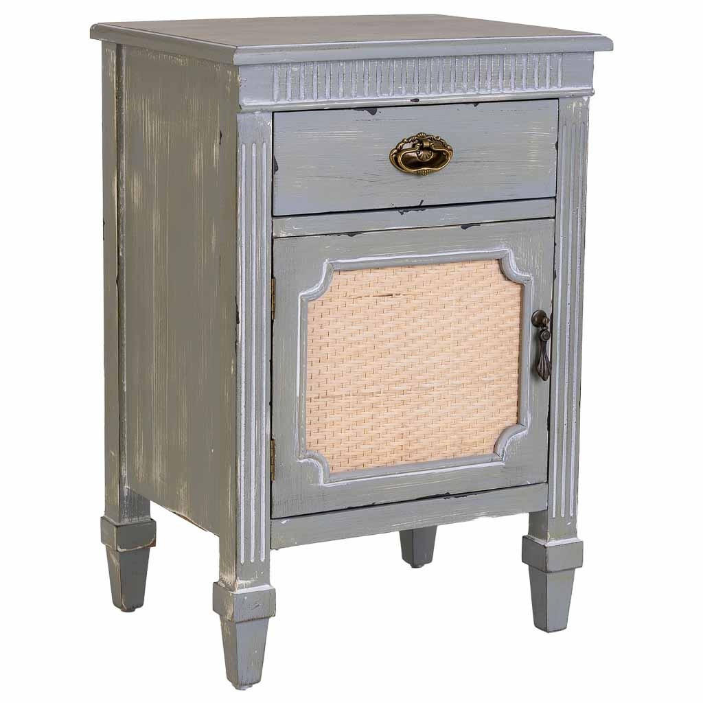 NACHTTISCH aus Holz und Gitter, blau, 46x36x68cm - Blau, Holz (46/68/36cm) - Wanderlust