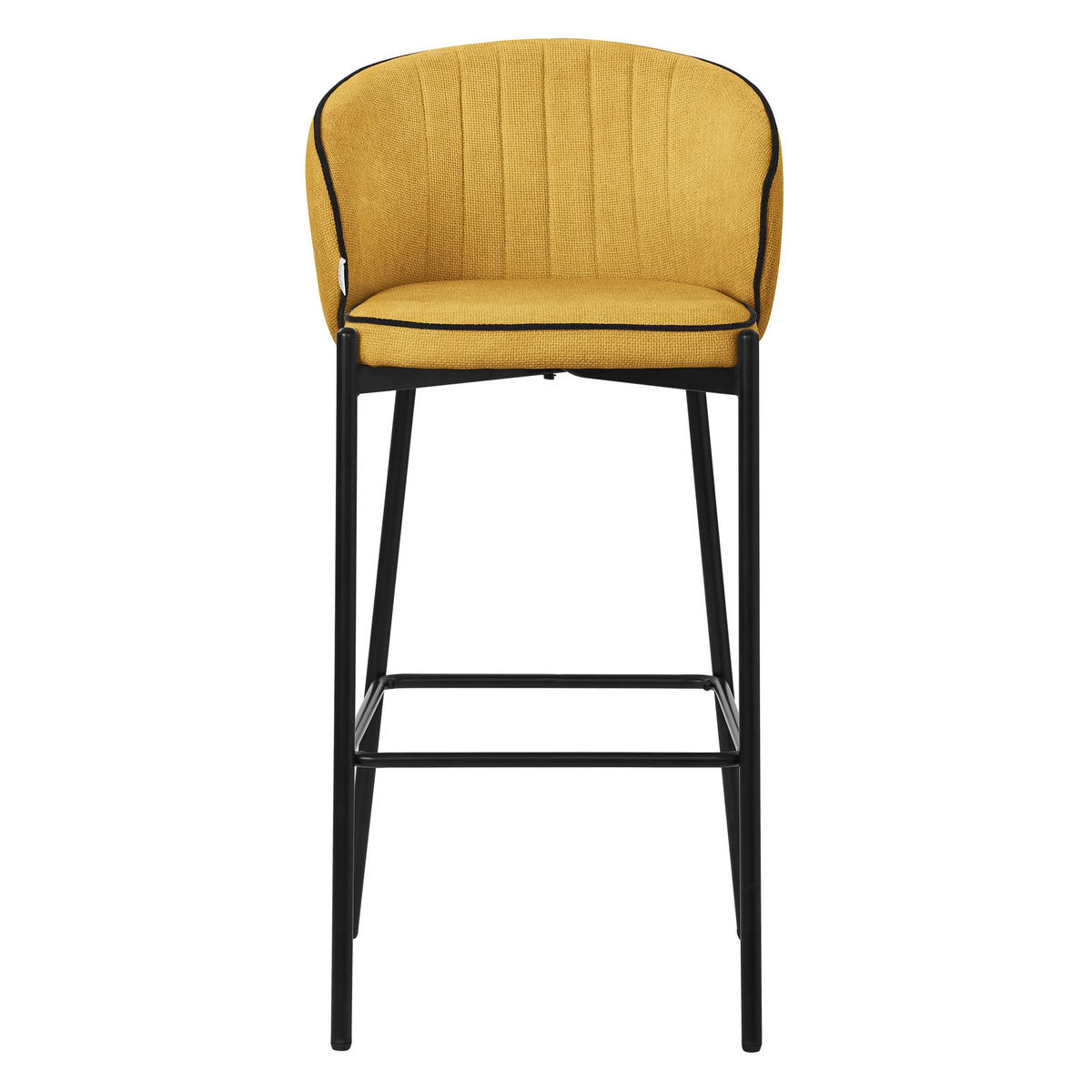 BARHOCKER 4er Set Senf mit Stoffbezug - Gelb/Schwarz, Textil/Metall (50/101/54cm) - ML-DESIGN