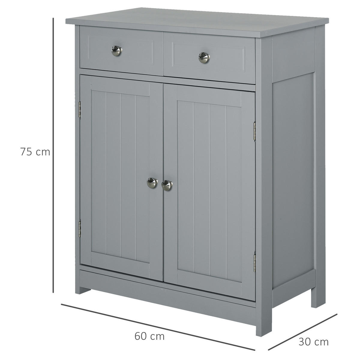 MIDISCHRANK DE-17299 mit 2 Schubladen & verstellbarem Regal Grau - Grau, Holzwerkstoff (30/75/60cm) - ComfortXL