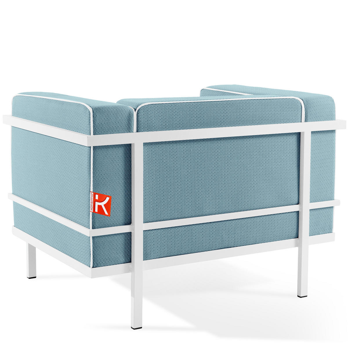 GARTENSESSEL TRIGLO Stahlgestell, Modern, Weiß - Blau/Weiß, Textil/Metall (99/70/69cm) - KONSIMO®
