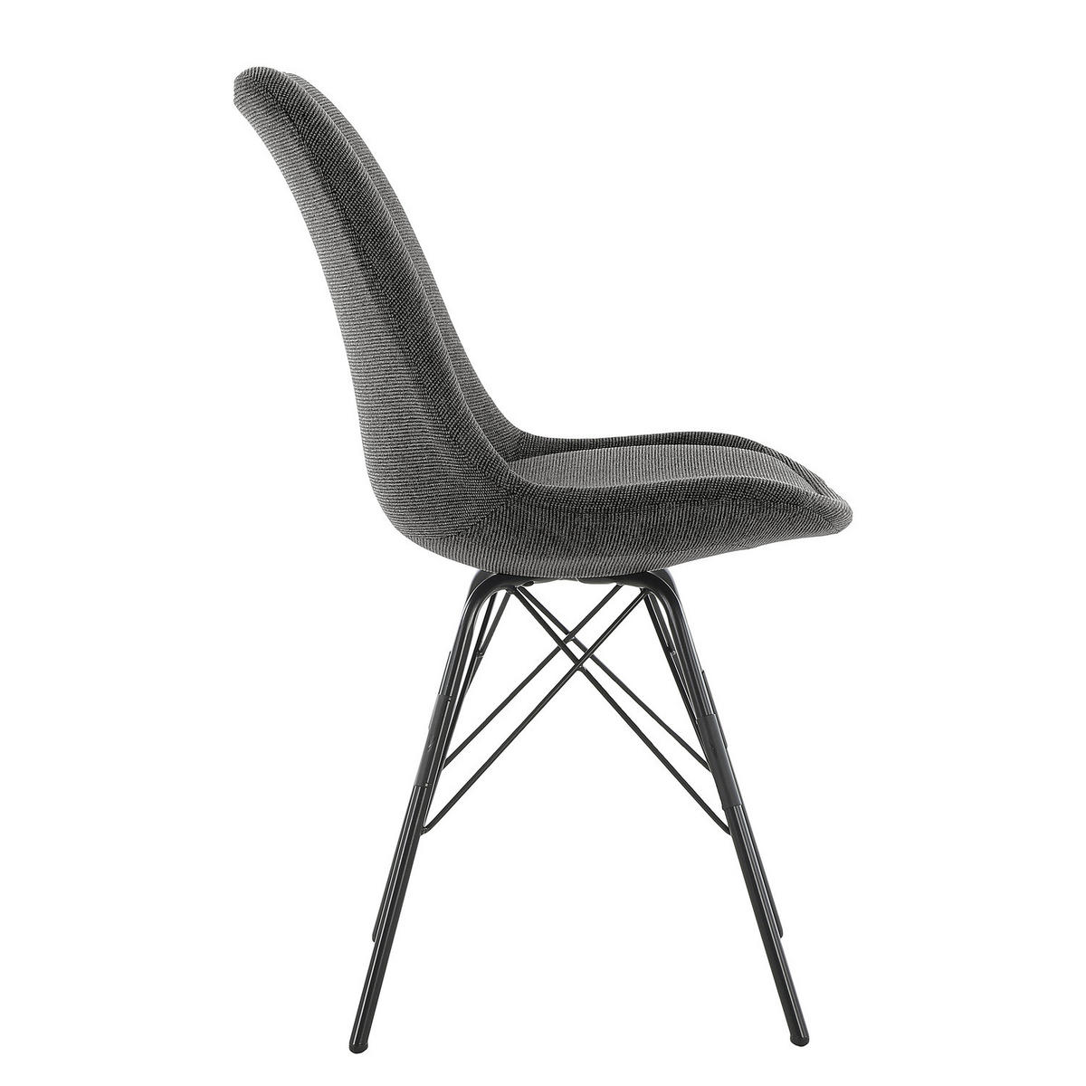 POLSTERSTUHL - 2er-Set - Anthrazit/Schwarz, Textil/Metall (49/86/54cm) - home24