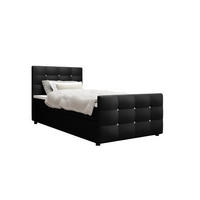 BOXBETT KLEO 100x200, mit Matratze H3 und Topper, Madryt 1100 - Schwarz, Holz/Kunststoff (100/200cm) - Bedante