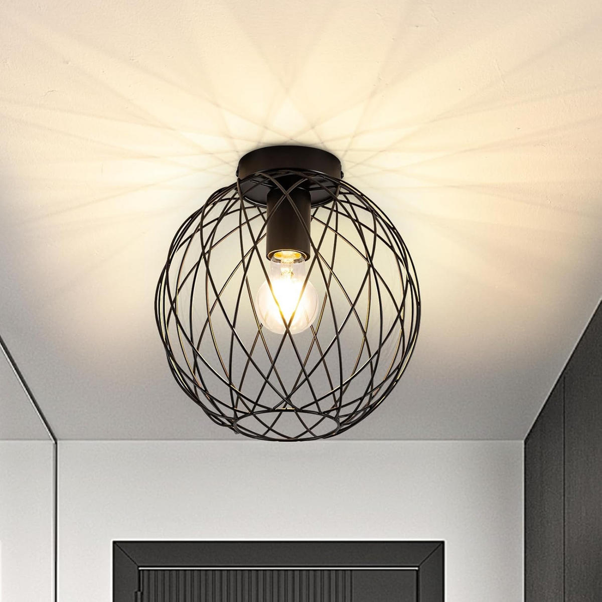 DECKENLEUCHTE Luxkrone 20/19/20 cm - Schwarz, Metall (20/20/19cm) - ZMH