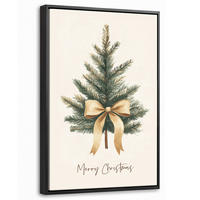 LEINWAND Bilder mit Rahmen - Weihnachtsbaum - Weihnachten - Frohe Weihnachten - Beige - 40x60 - Sandfarben, Textil (40/60cm) - MuchoWow