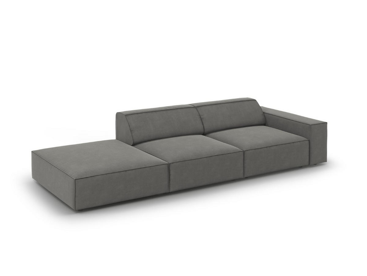 SOFA Jodie aus Samt hellgrau 3 Sitzplätze - Hellgrau, Textil (262/70/102cm) - Micadoni