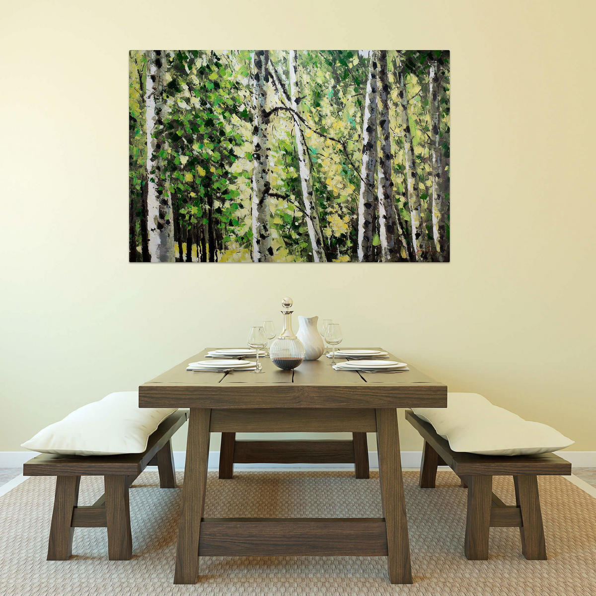 ÖLGEMÄLDE 123/83 cm - Grün, Holz/Textil (3/83cm) - KUNSTLOFT