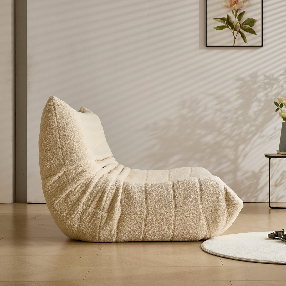 SITZSACK Zweisitzer Boden-Sitzkissen mit Rückenlehne,Relax-Sessel Lazy-Sofa Schlafsofa für Bodenbereich,Beige - Beige, Textil (149/82/114cm) - EVRYAE