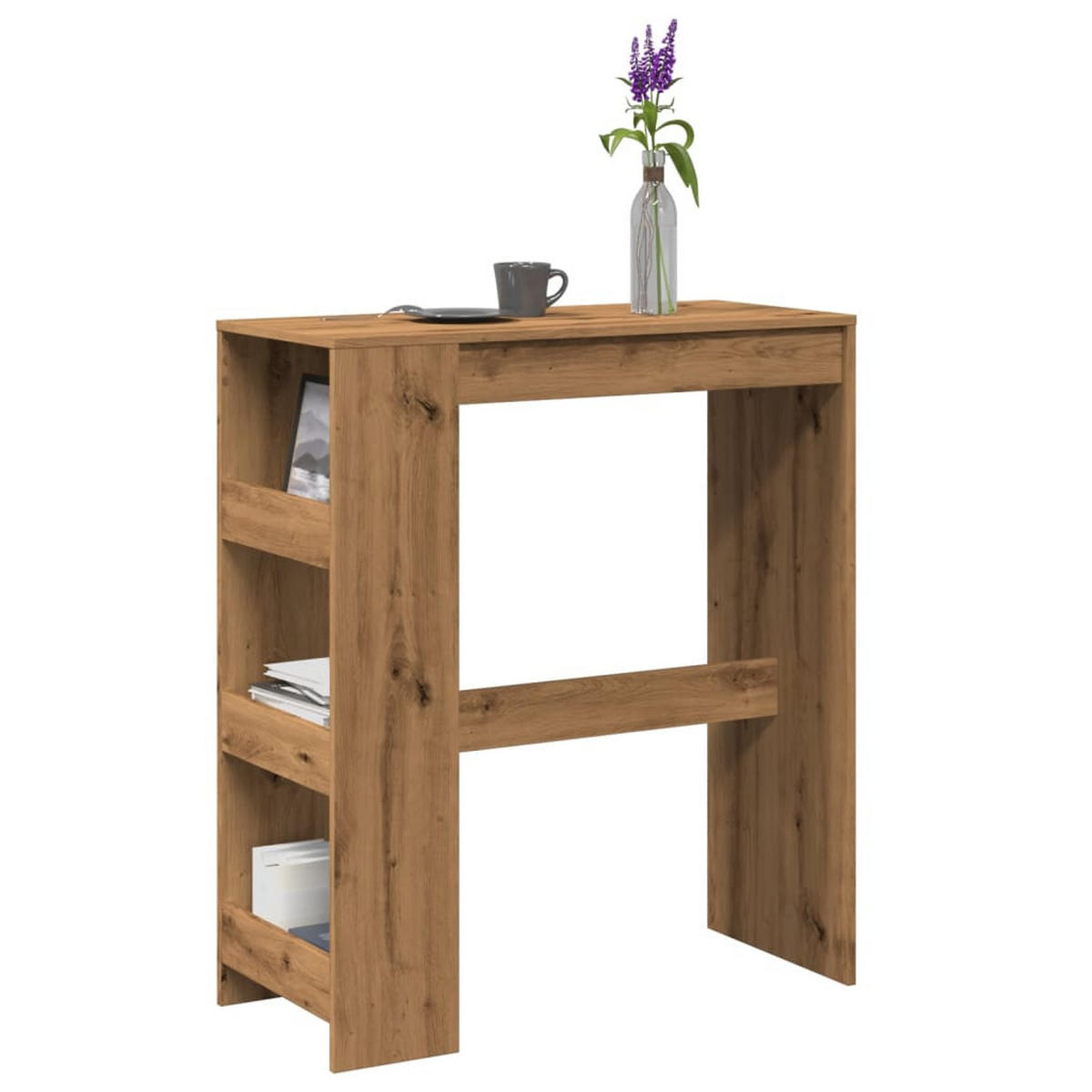 BARTISCH Mit Regal Artisan-Eiche 90/40/103,5 Cm Holzwerkstoff - Braun, Holzwerkstoff (90/40/103.5cm) - vidaXL