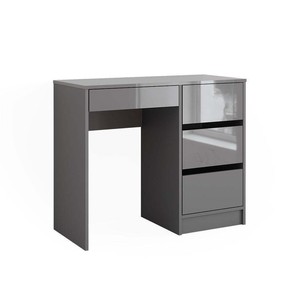 SCHREIBTISCH Sherry Grau Hochglanz 90 x 40 cm mit Schubladen - Grau, Holzwerkstoff (40/90/75cm) - Vicco