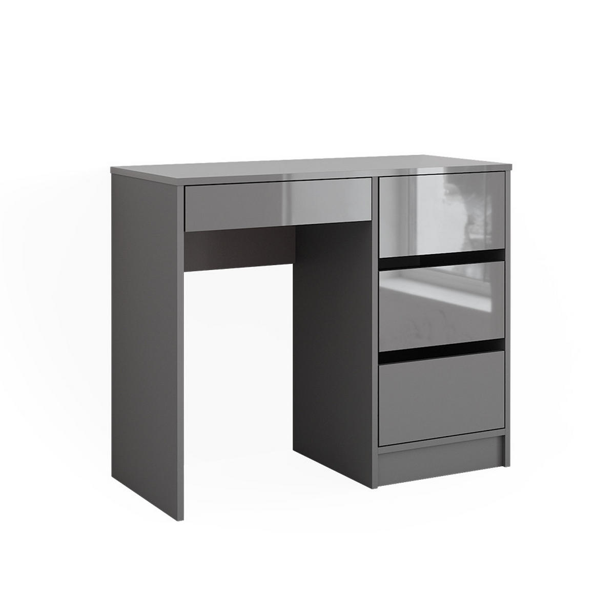 SCHREIBTISCH Sherry Grau Hochglanz 90 x 40 cm mit Schubladen - Grau, Holzwerkstoff (40/90/75cm) - Vicco