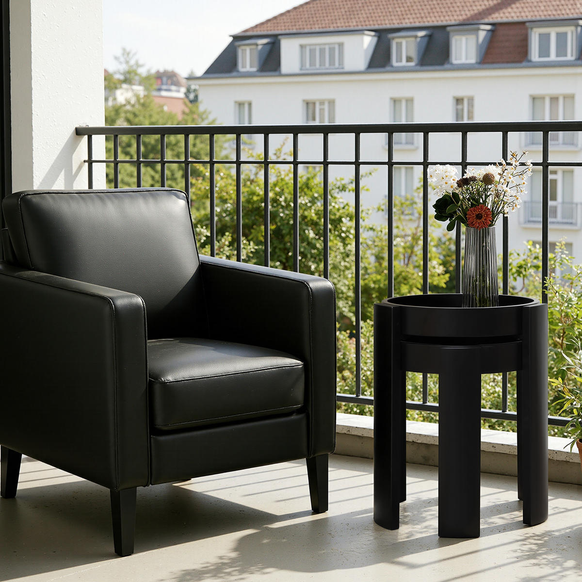 BEISTELLTISCH 2er Set, Ø42,5 x 56,5 cm & Ø42,5 x 47 cm - Schwarz, Holz (42.5/42.5/56.5cm)