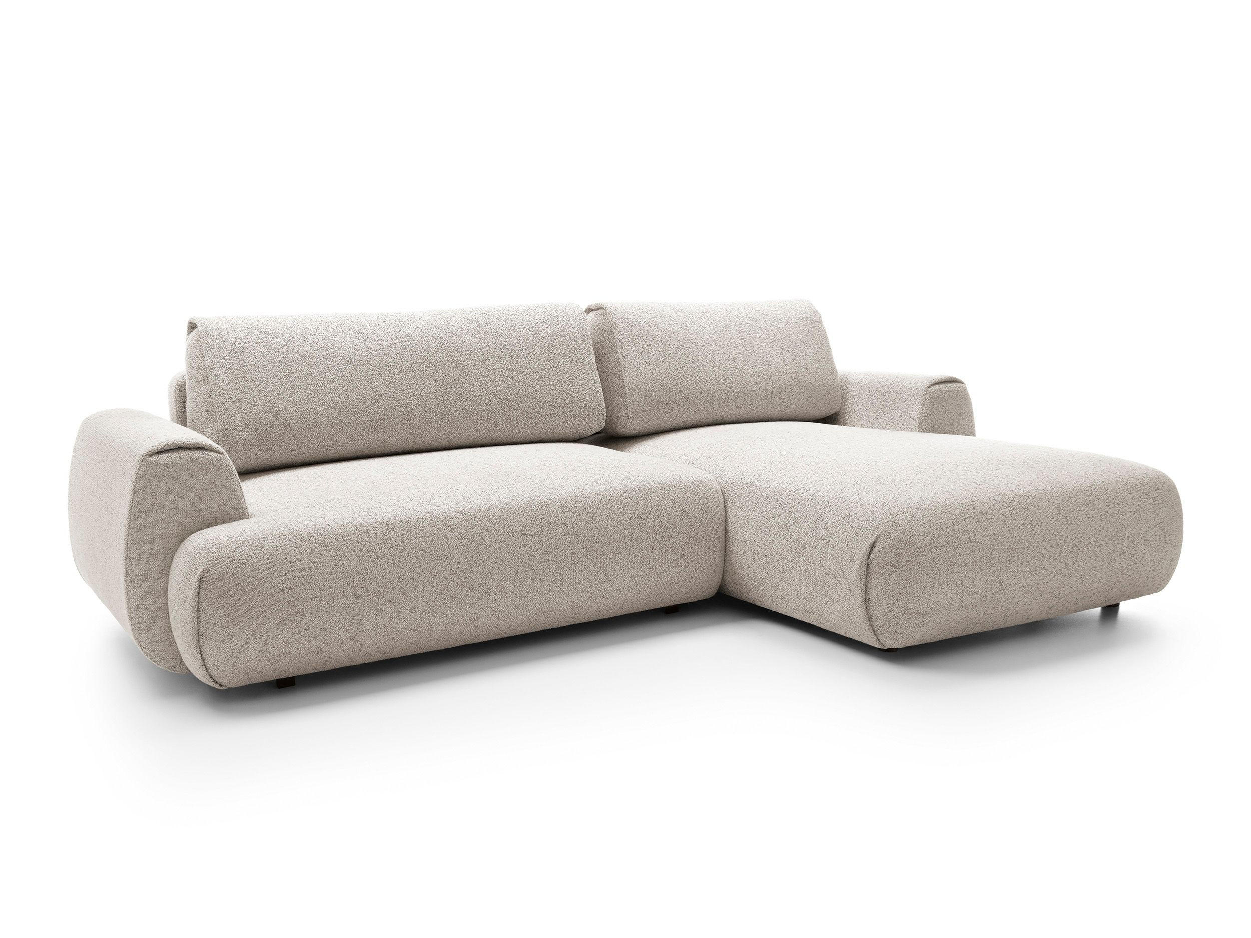 ECKSOFA ZEST Grau Geflochtener Stoff mit Schlaffunktion - Grau, Holz (270/167cm) - MASSENO