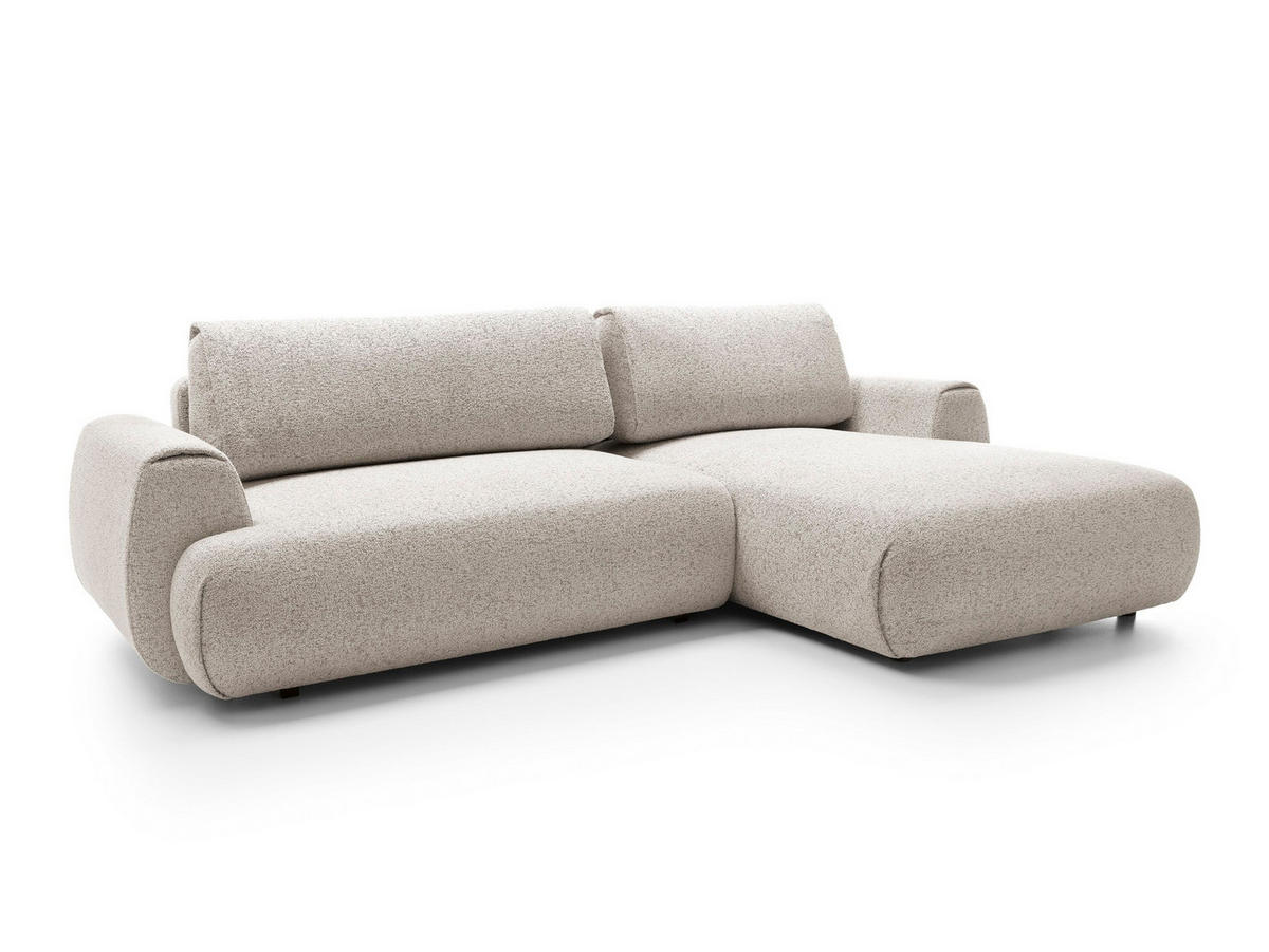 ECKSOFA ZEST Grau Geflochtener Stoff mit Schlaffunktion - Grau, Holz (270/167cm) - MASSENO