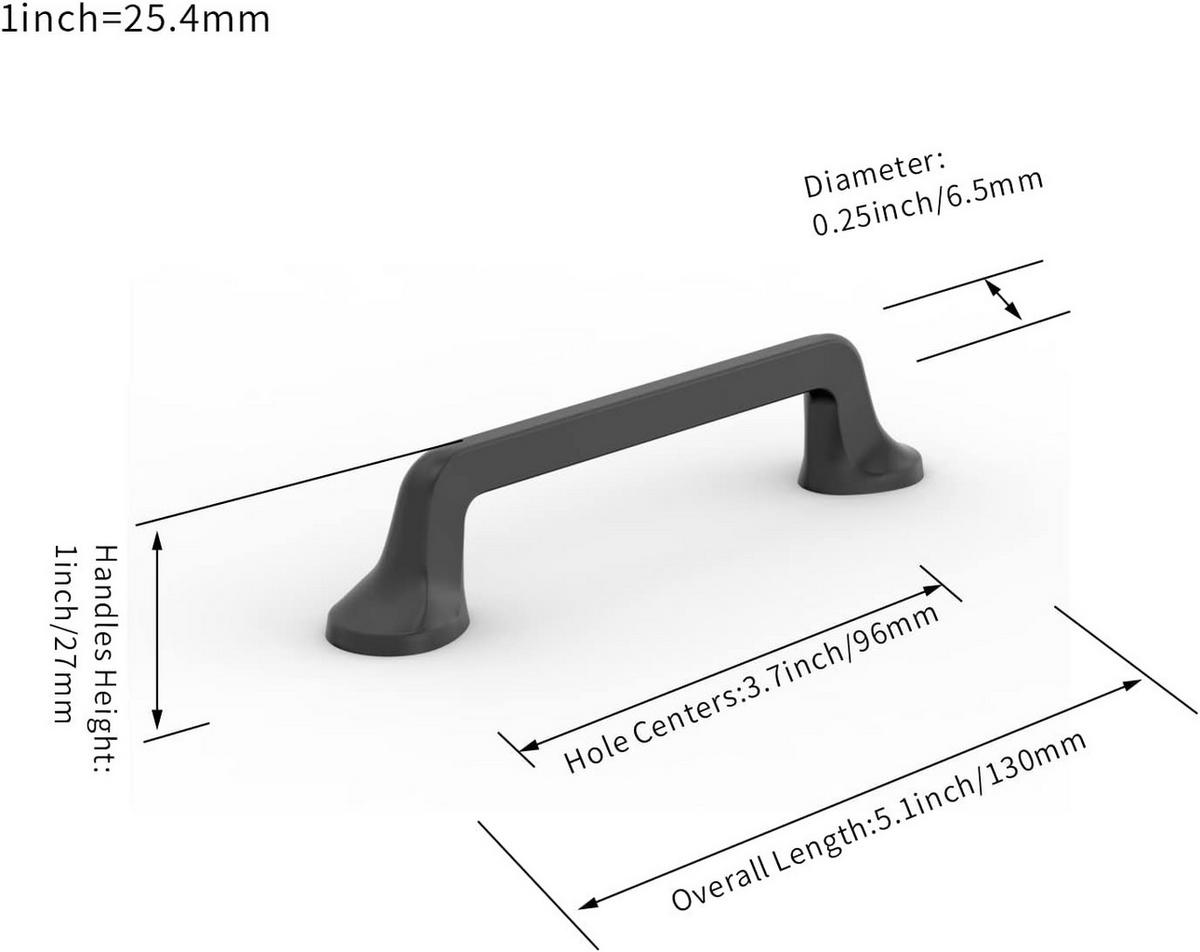 MÖBELGRIFF Matt Schwarz 10er-Set Lochabstand 96 mm - Schwarz, Kunststoff (0.65/2.7/13cm)