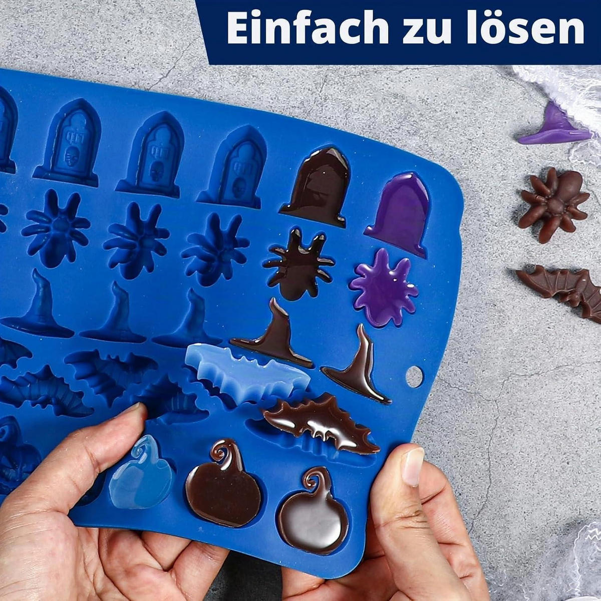 BACKFORM 2-teiliges Set Silikon Halloween Motive - Blau, Kunststoff