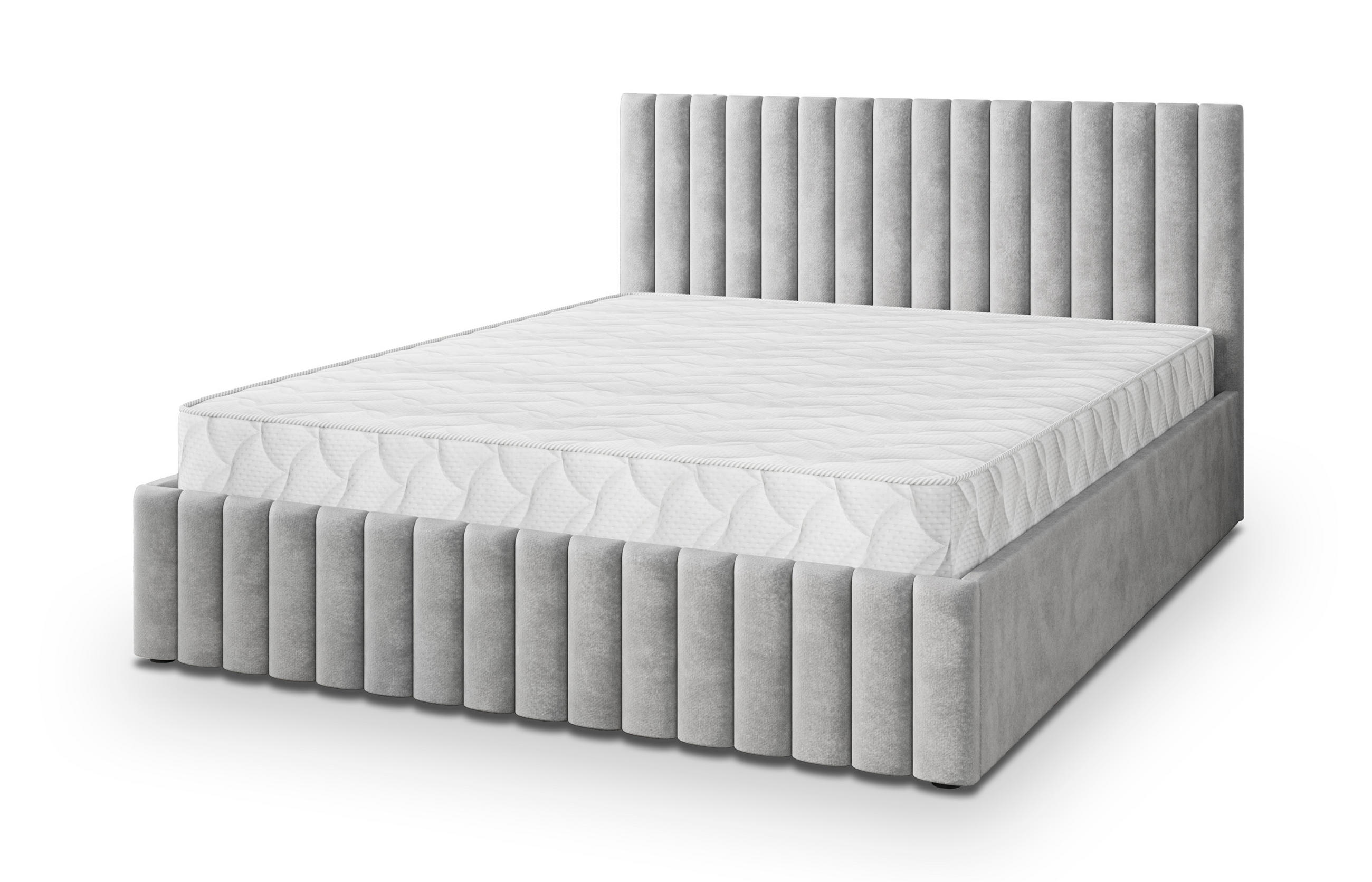 POLSTERBETT CARMIA 160x200 cm mit Bettkästen - Hellgrau - Hellgrau, Holz (172/200cm) - MASSENO