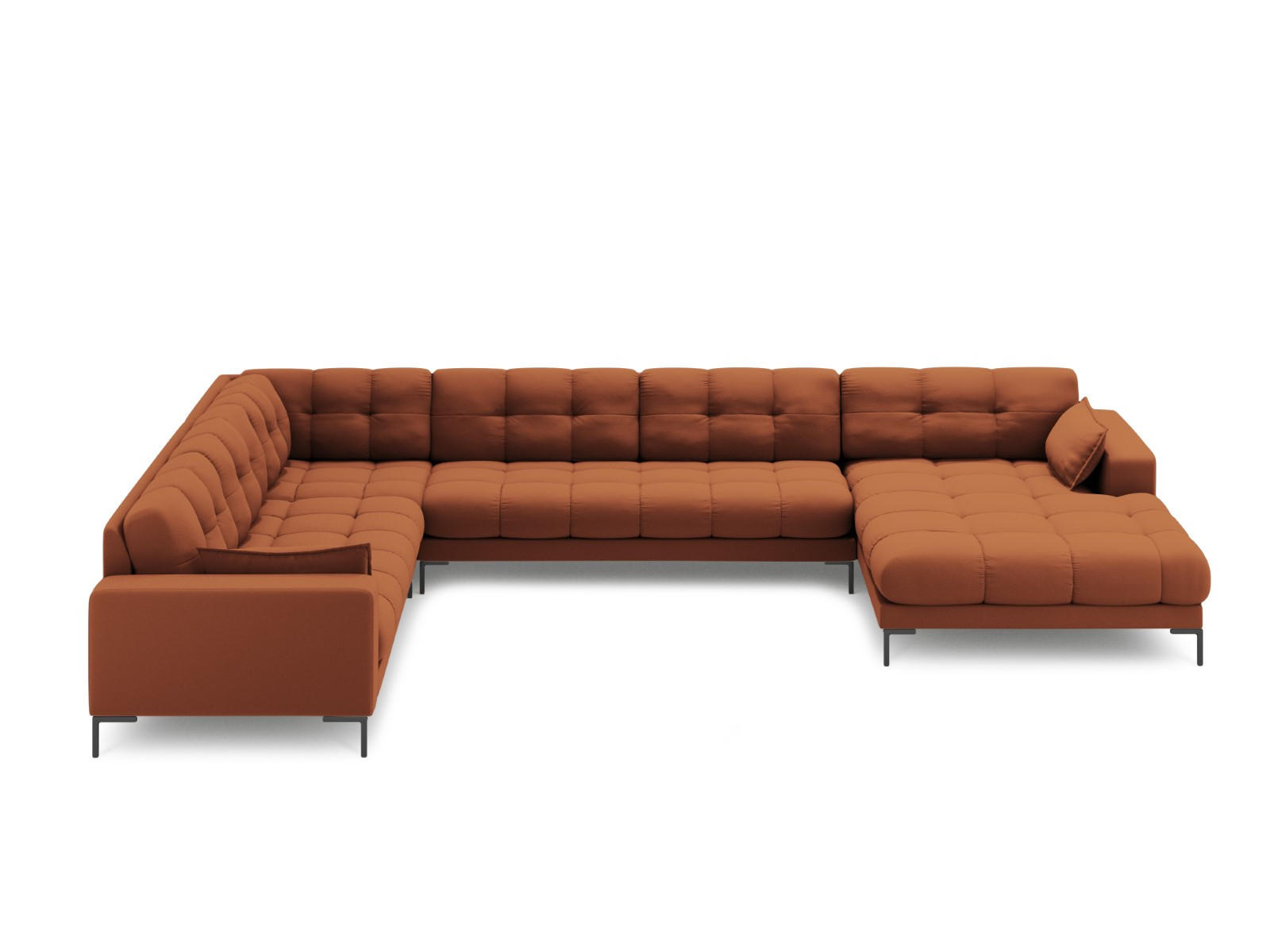 PANORAMASOFA links Mamaia aus strukturiertem Stoff ziegelstein 7 Sitzplätze - Orange, Textil (256/75/327cm) - Micadoni