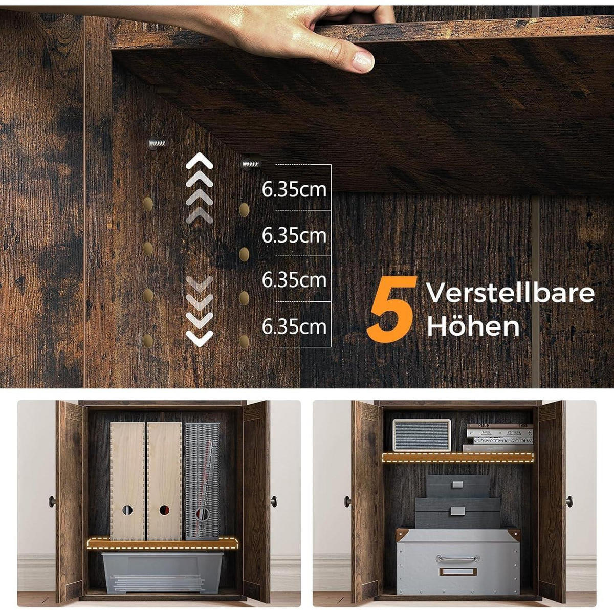 BÜCHERREGAL mit Türen und Schrank Braun 164.2 x 48 x 23.7 cm - Braun, Holzwerkstoff (48/164.2/24cm)