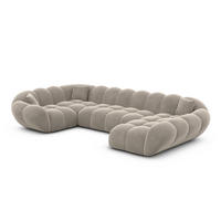 WOHNLANDSCHAFT Liva Taupe Samtstoff U-Form XL Rechts - Taupe, Textil (193/70/323cm) - VAROYAL