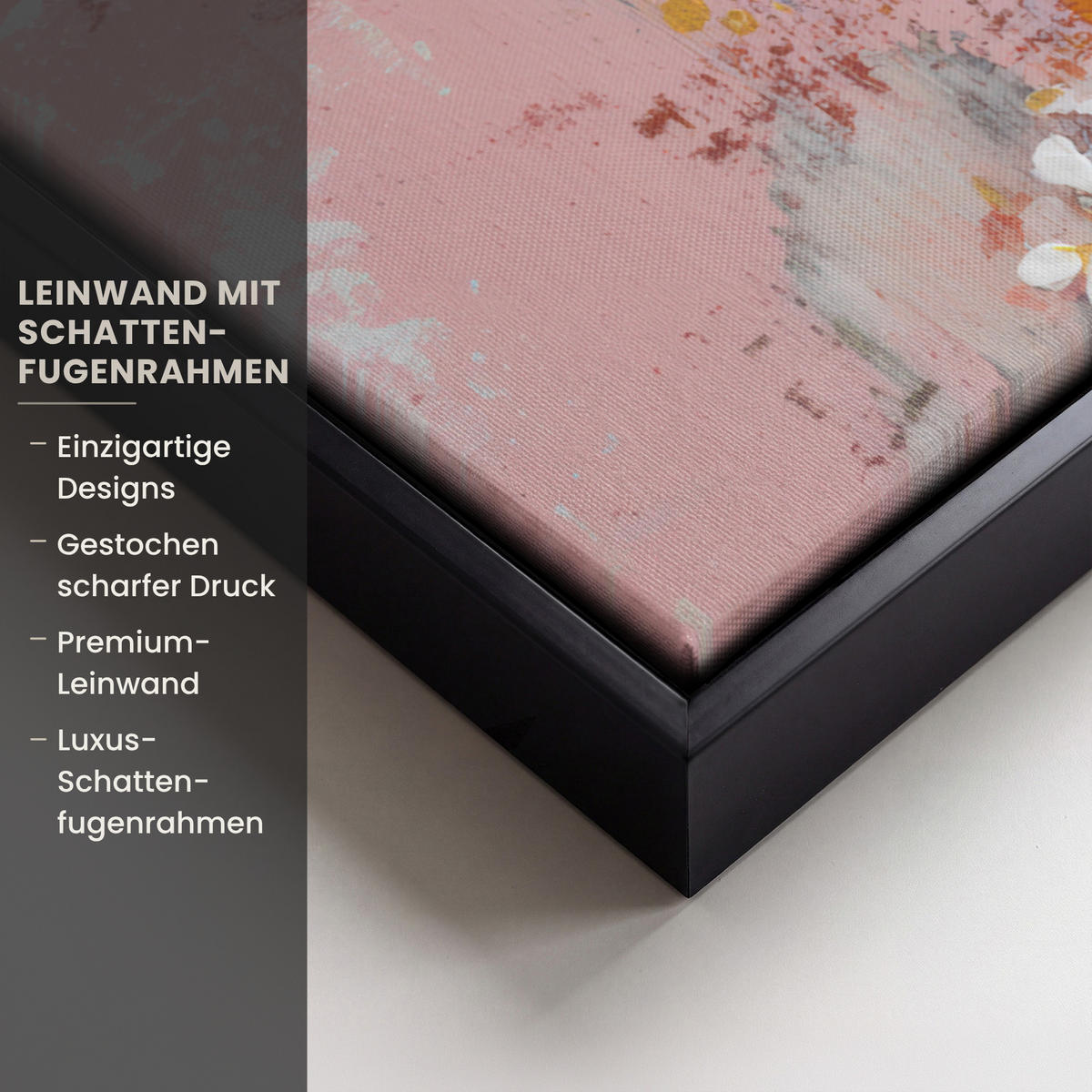 LEINWAND Bilder mit Rahmen - Malerei - Blumen - Rustikal - Rosa - 80x60 - Altrosa, Textil (80/60cm) - MuchoWow