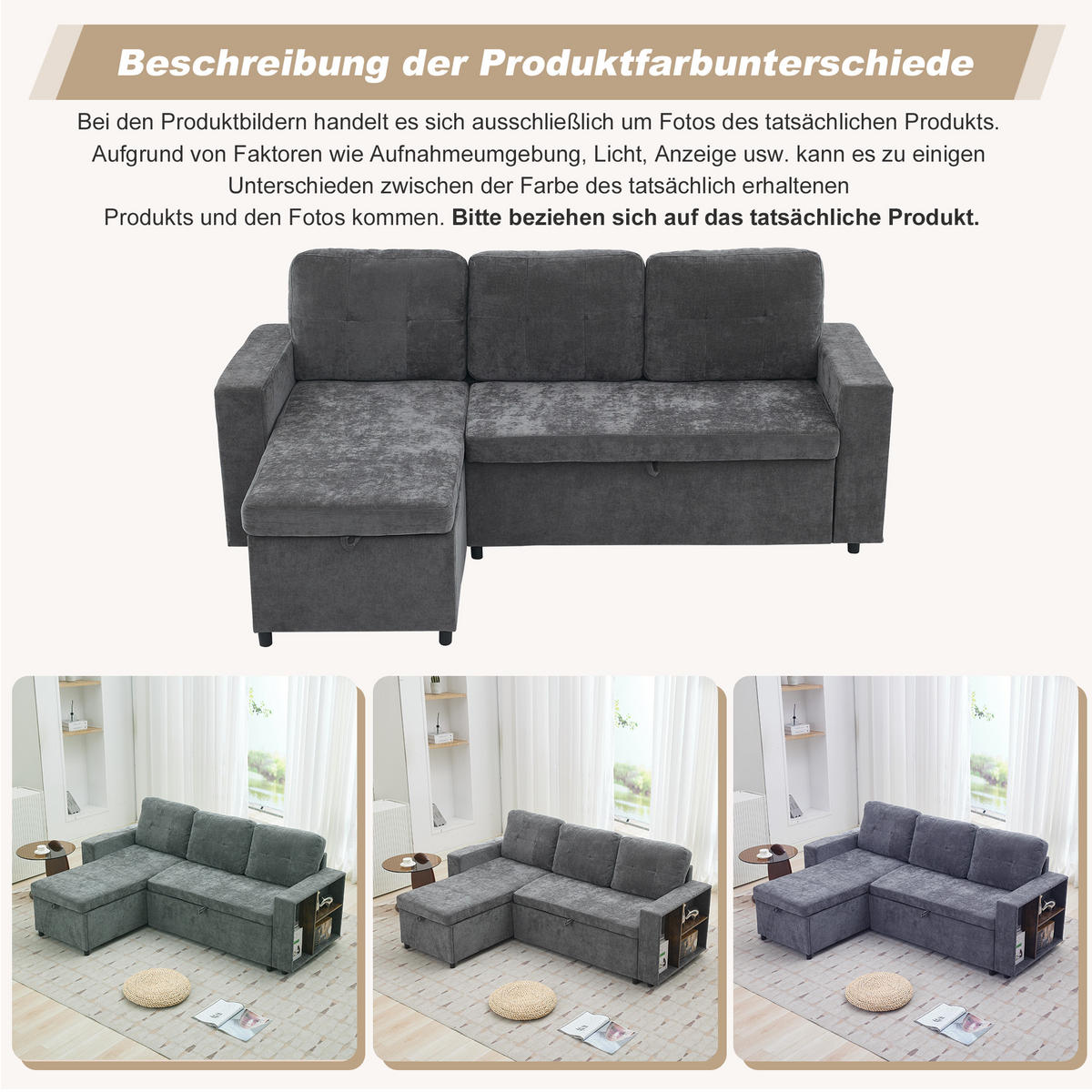 ECKSOFA 202/136/85 cm Grau mit Stauraum - Grau, Textil (202/136cm) - Oxeza