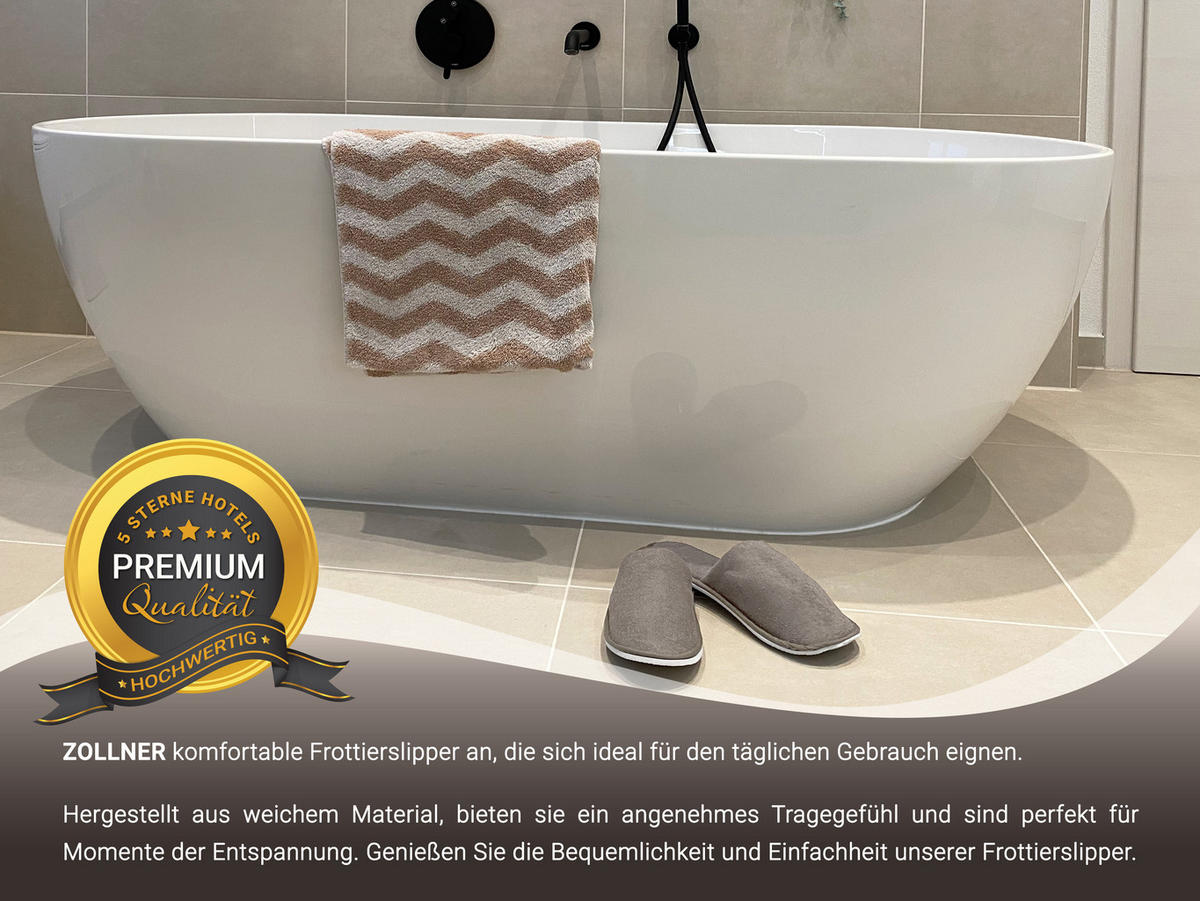 FROTTIERSLIPPER, 10er-Set, Universalgröße, 100% Polyester, Braun - Grau, Textil (5/1/29cm) - Zollner