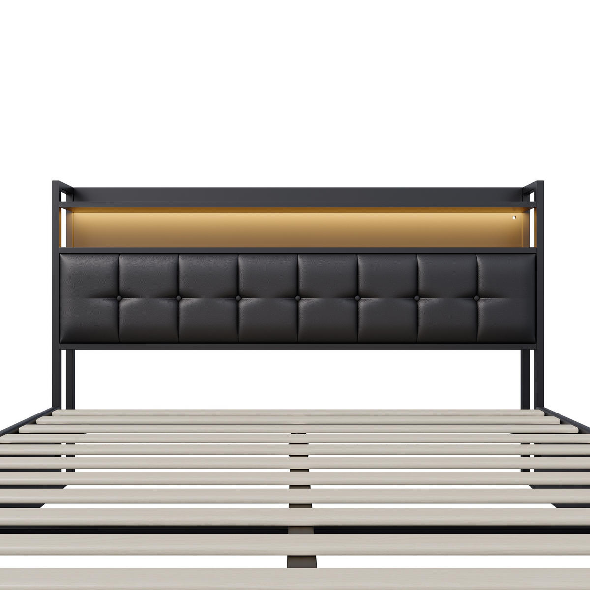 POLSTERBETT 160x200 cm Smart-Lift Elite mit Hydraulik-Stauraum, RGB-LED & Ladestation, Kunstleder, Schwarz - Schwarz, Textil (160/200cm) - DELFA