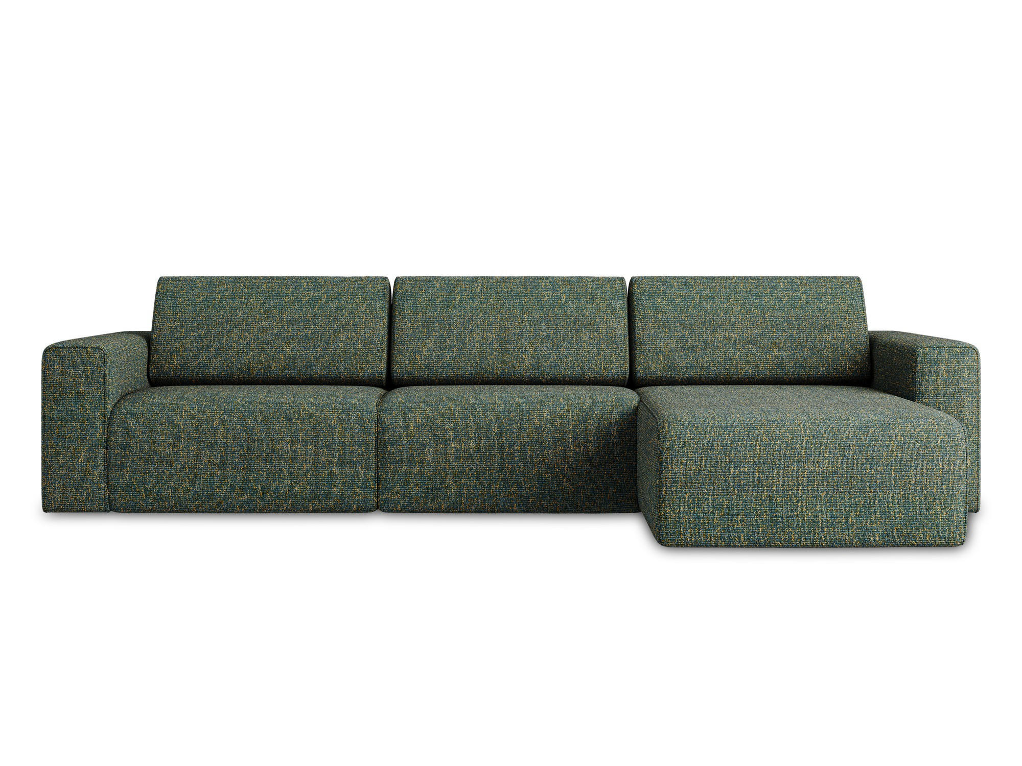 ECKSOFA rechts Strukturstoff Stoff Grün - Blau/Schwarz, Kunststoff/Textil (314/167cm) - Makamii