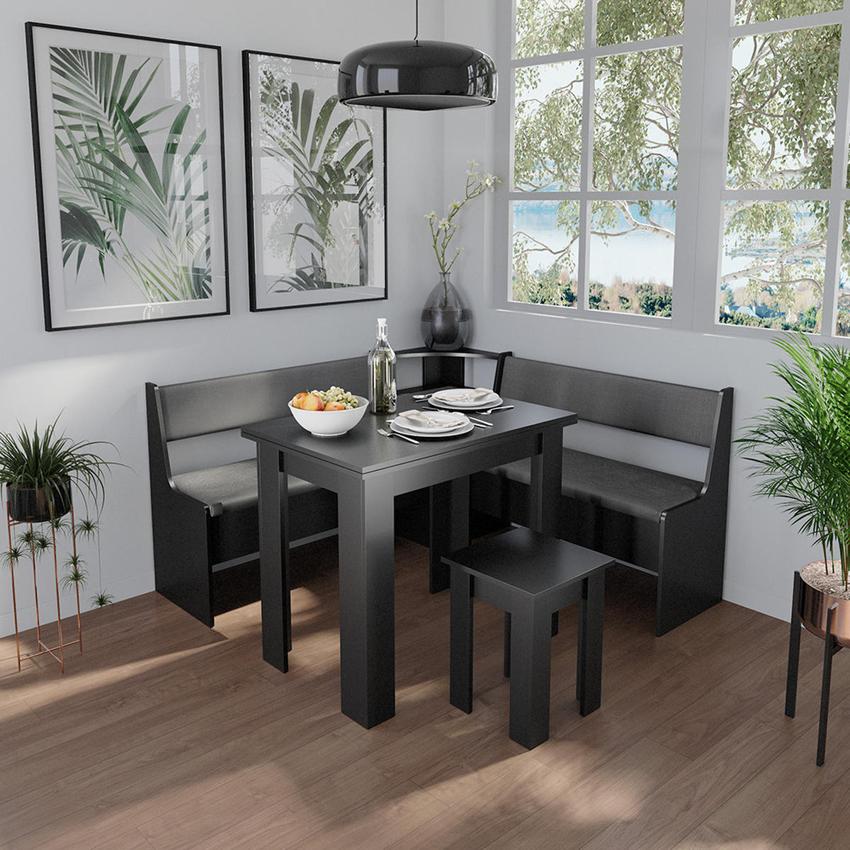 ESSZIMMER-BANK Roman Schwarz 106.6 x 41.5 cm - Schwarz, Holzwerkstoff (41.5/80/106.6cm) - Vicco