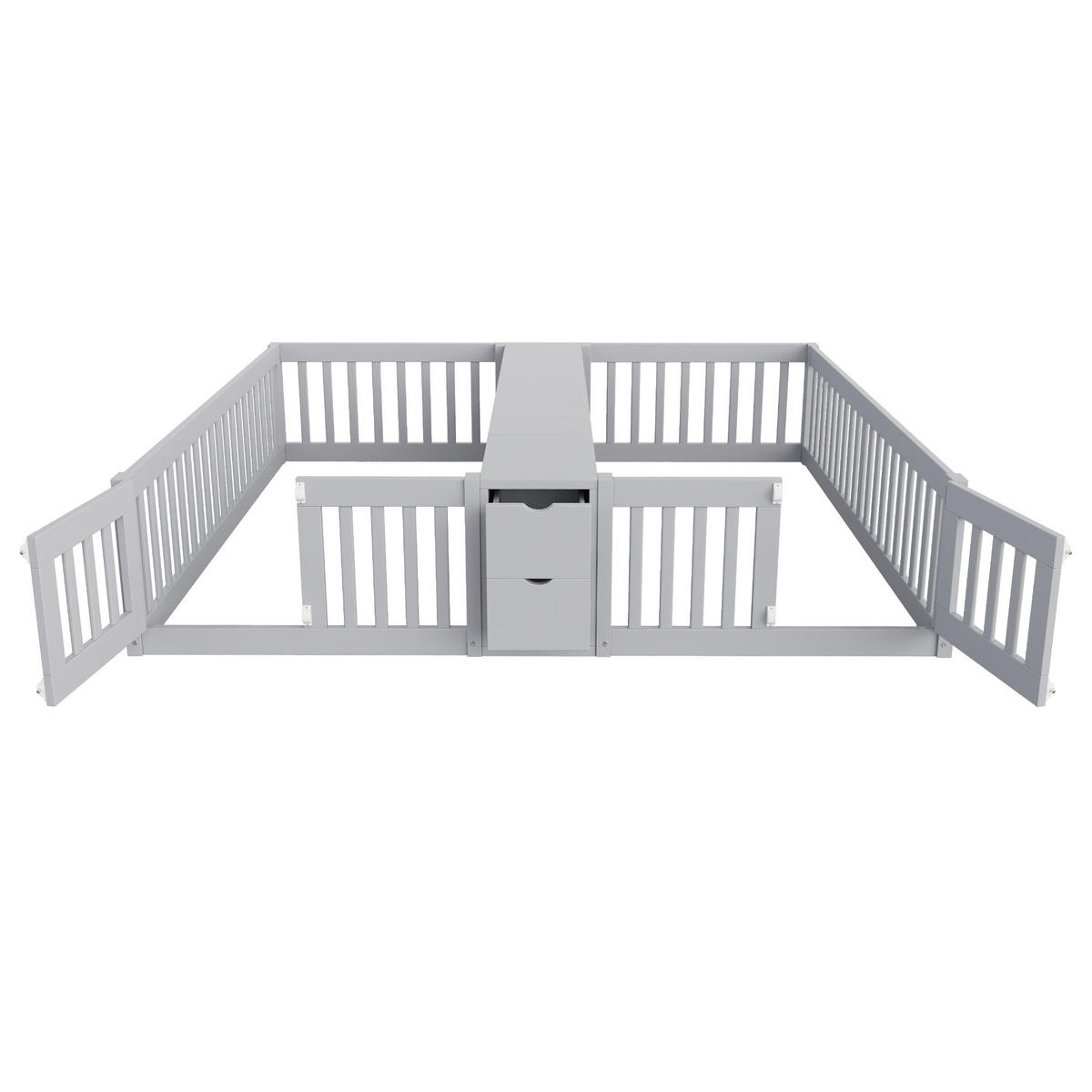 HOLZBETT 90x200cm Kinderbett Stauraum Sicherheitsgitter Grau - Grau, Holz (90/200cm) - FLIEKS