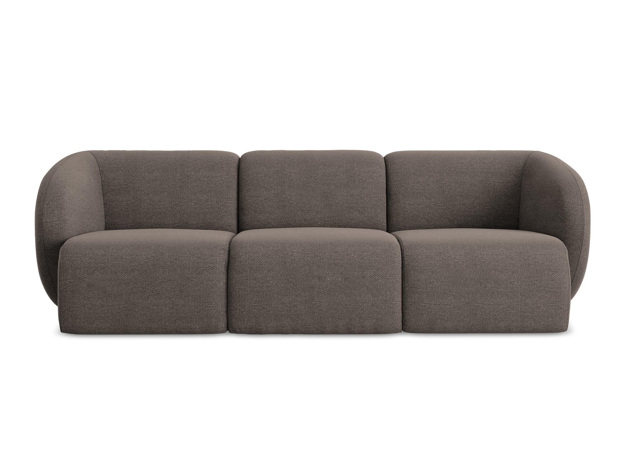 3-SITZER SOFA Bouclé Stoff Braun - Schwarz/Mokka, Holzwerkstoff/Kunststoff (244/75/94cm) - Makamii