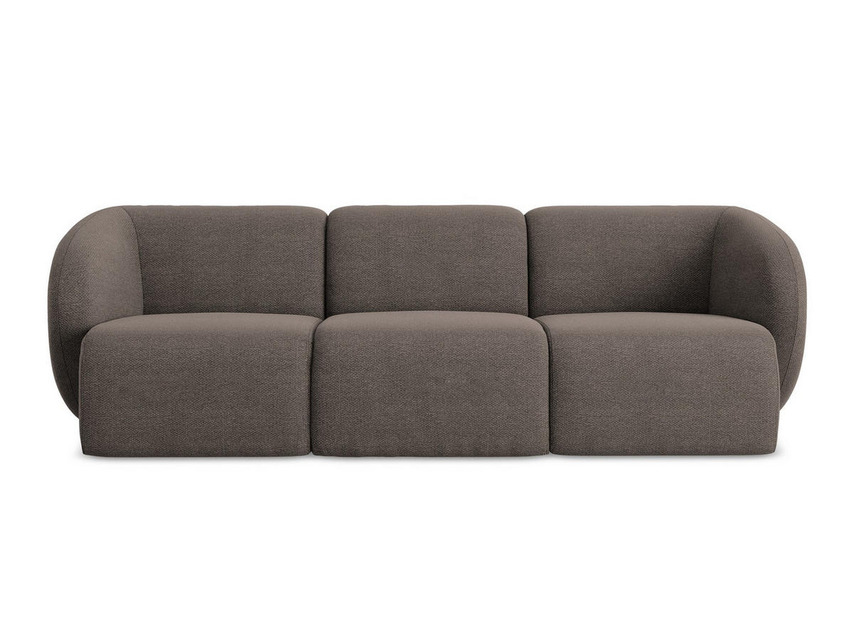3-SITZER SOFA Bouclé Stoff Braun - Schwarz/Mokka, Holzwerkstoff/Kunststoff (244/75/94cm) - Makamii