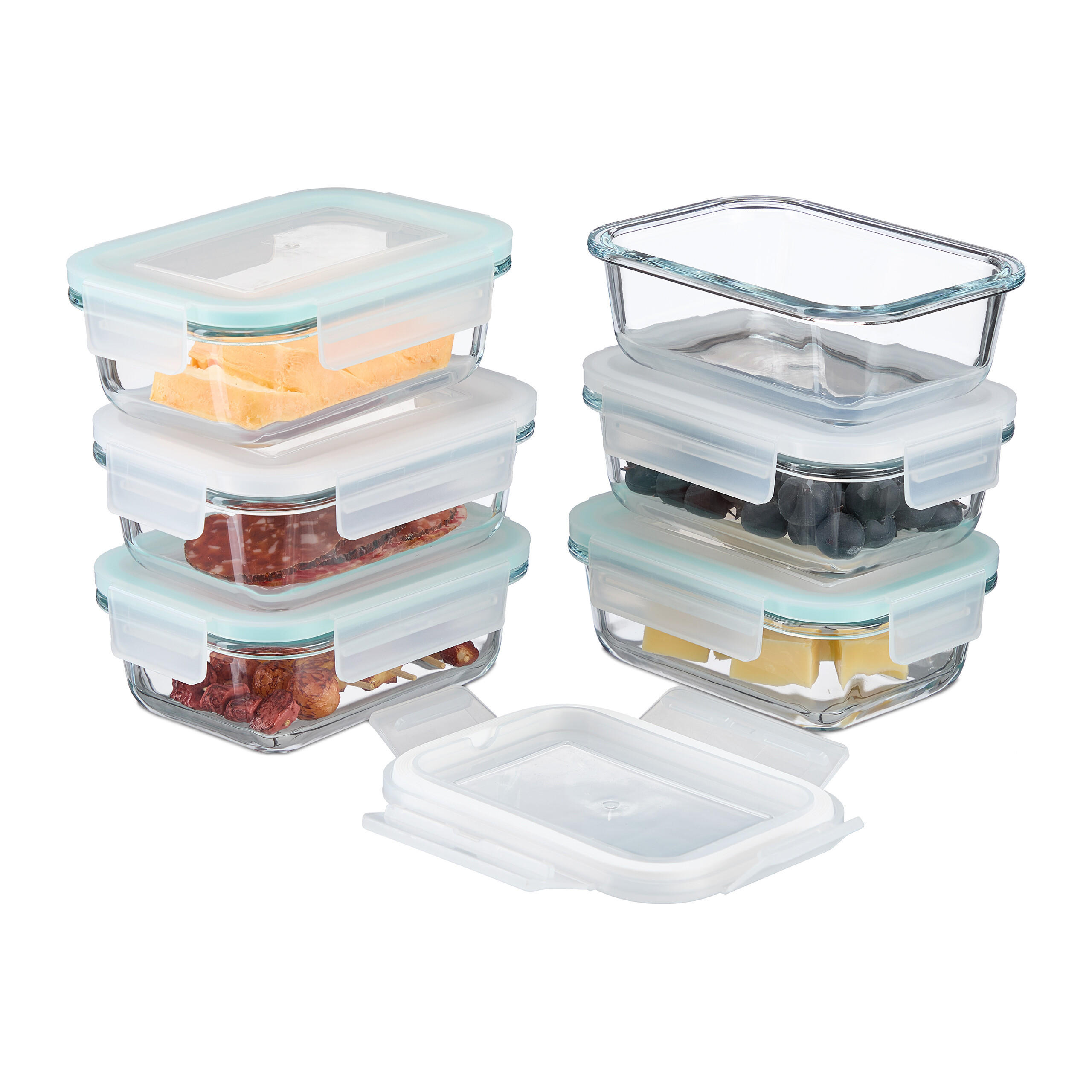 GLASBEHÄLTER-SET - Transparent, Glas/Kunststoff (15.5/6/11cm) - Relaxdays