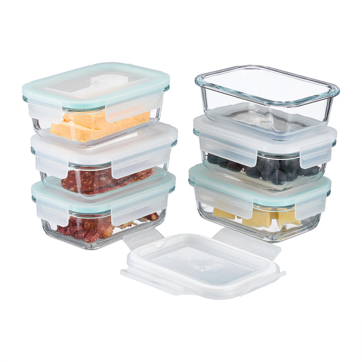 GLASBEHÄLTER-SET - Transparent, Glas/Kunststoff (15.5/6/11cm) - Relaxdays