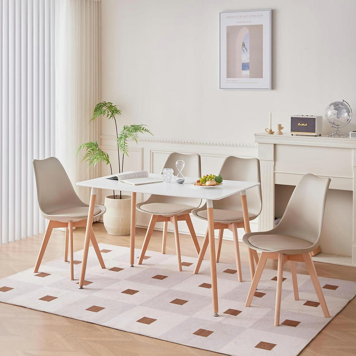 ESSZIMMERSTUHL 8er Set mit abnehmbarem Stuhlkissen Beige+Gelb - Multicolor, Kunststoff (49/83/42cm)