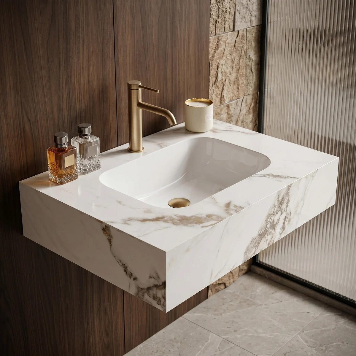 WANDWASCHBECKEN Rea Aresa Cold Jade 70 - Weiß, Keramik (50/16.5/70cm) - REA