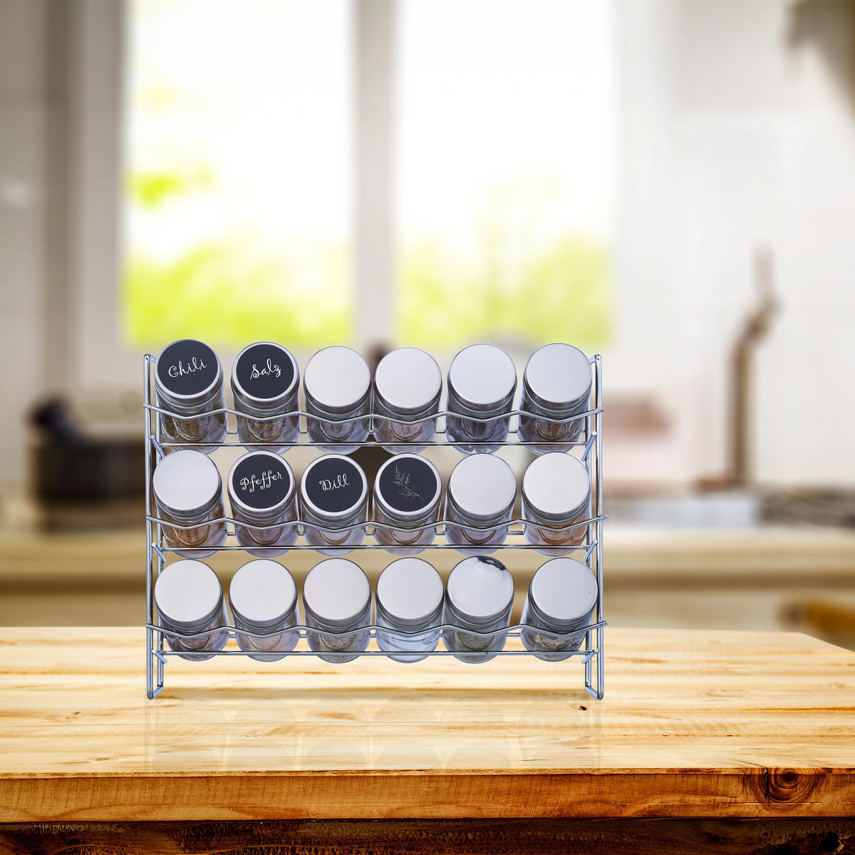 GEWÜRZREGAL - Multicolor, Glas/Metall (29/22/9.5cm) - Relaxdays
