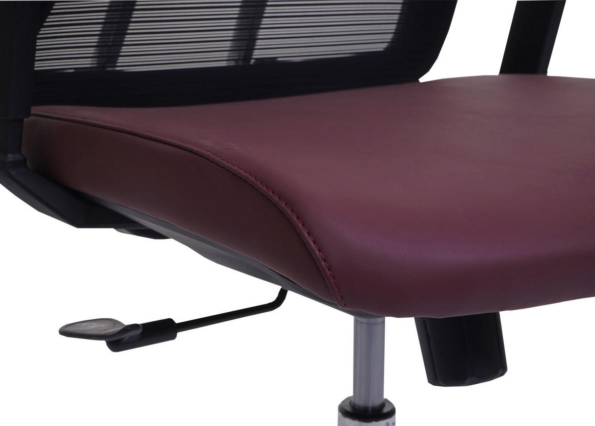 DREHSTUHL HxBxT 110x65x66cm Sitzhöhe 44cm ergonomisch Kunstleder Bordeaux-Rot - Bordeaux, Kunststoff (65/110/66cm) - PROREGAL