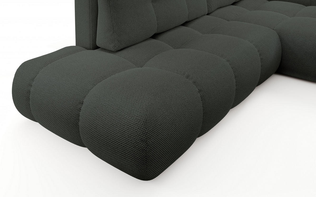 ECKSOFA DUCA R-S Grau Jersey mit Schlaffunktion - Anthrazit, Holz (266.5/266.5cm) - MASSENO