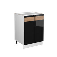DULAP MIDI Fame-Line Stejar negru lucios/alb 60x82 cm fara blat - alb/negru cu luciu intens, compozit lemnos (60/82/51.6cm) - Vicco