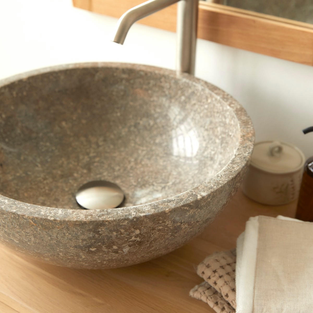 WASCHBECKEN Ibyza Grau aus Marmor - Grau, Stein (40/15/40cm) - Tikamoon